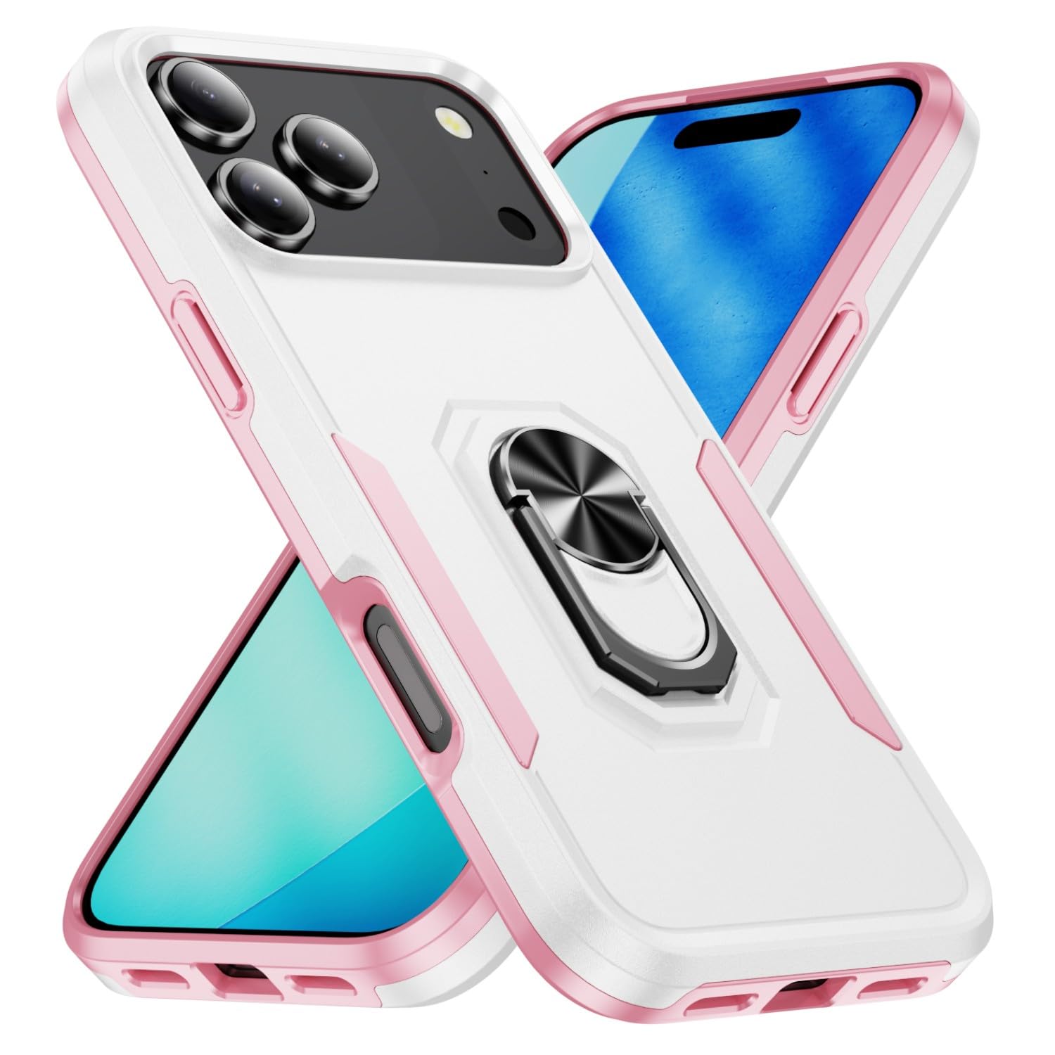Coque iPhone 17 silicone rigide anti-glisse support vidéo mains libres rose - 8