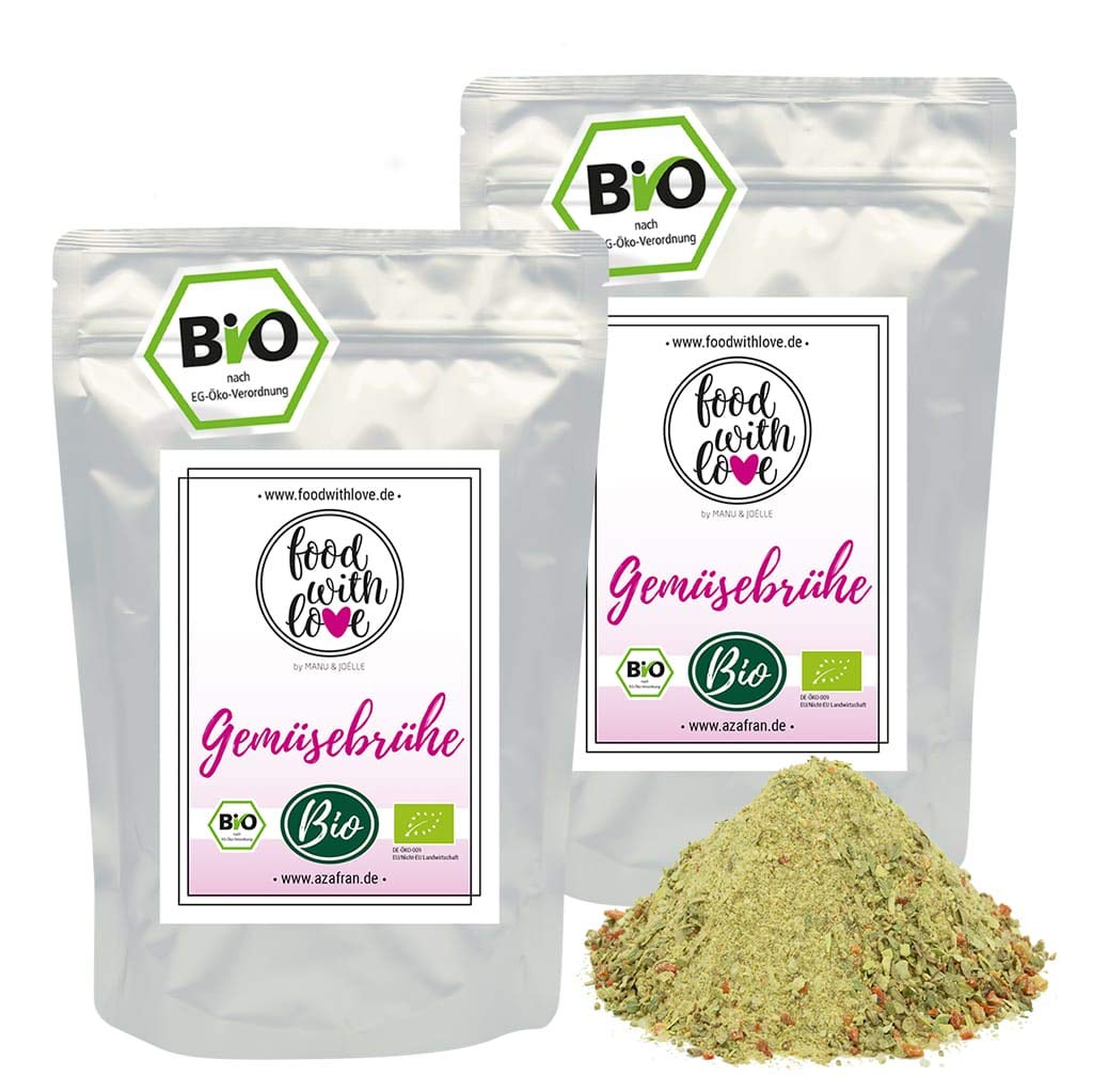 Azafran BIO Gemüsebrühe (Gemüsebouillon, Gemüsesuppe), Brühe ohne Hefe, Glutamate, Fett, Geschmacksverstärker - Salzarm 2kg / 88 Liter