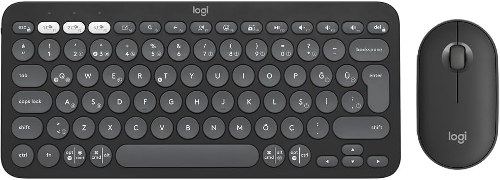 Logitech Pebble 2 Set Silent Wireless Turkish Q Keyboard and Mouse Set with Multi-Device Feature - Black