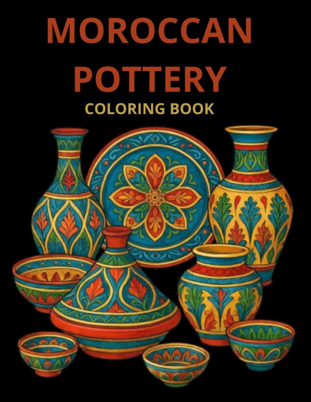 Moroccan Pottery Coloring Book: 30 Beautiful Traditional Moroccan Ceramics, Tajines, Vases and Artisan Designs to Color