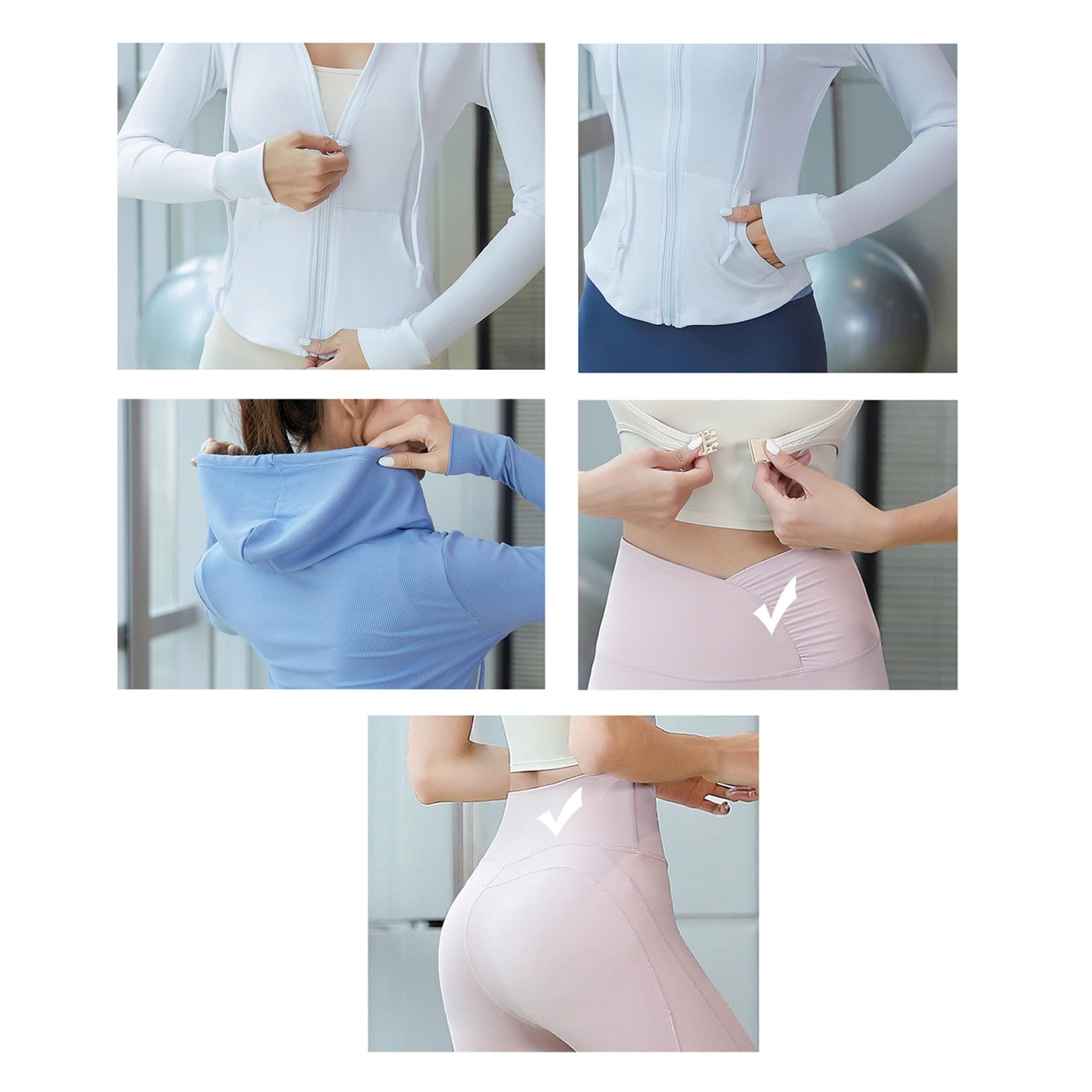 YonYeHong Leggings De Chaqueta De Entrenamiento para Mujeres Conjunto De 2 Piezas De Yoga con Capucha