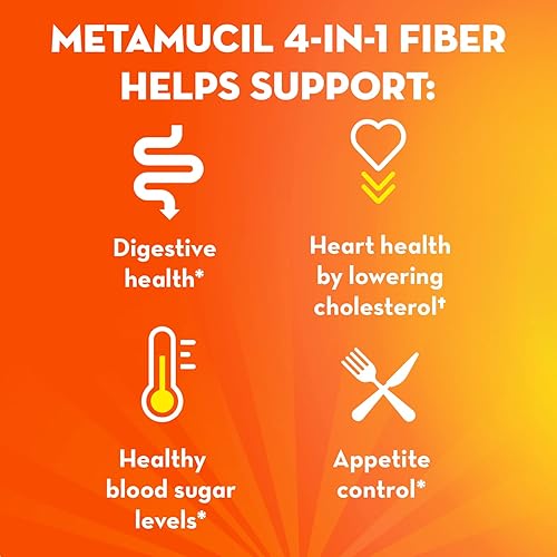 Miniatura 6 de Metamucil On-The-Go, suplemento de fibra de cáscara de psyllium, fibra 4 en 1 para la salud digestiva, sin azúcar, sabor a naranja, 30 unidades x 2