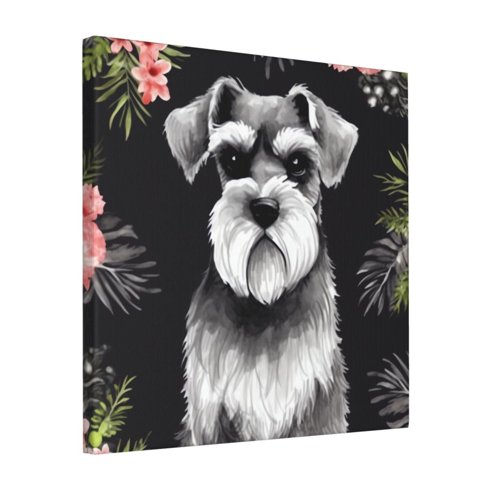 KLOPH Schnauzer Canvas Wall Art for Living Room 16"x16" Modern Artwork Painting for Bathroom Hanging Canvas Prints Aesthetic Wallart for Bedroom Kitchen Office Wall Decor