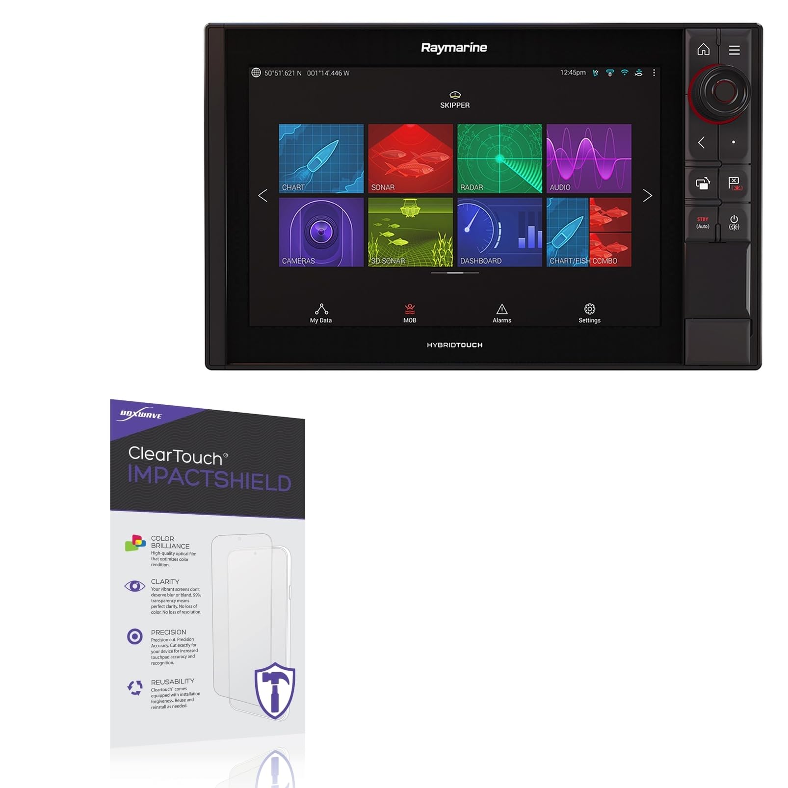 BoxWave Screen Protector Compatible with Raymarine Axiom Pro 12 - ClearTouch ImpactShield (2-Pack), Impenetrable Screen Protector Flexible Film