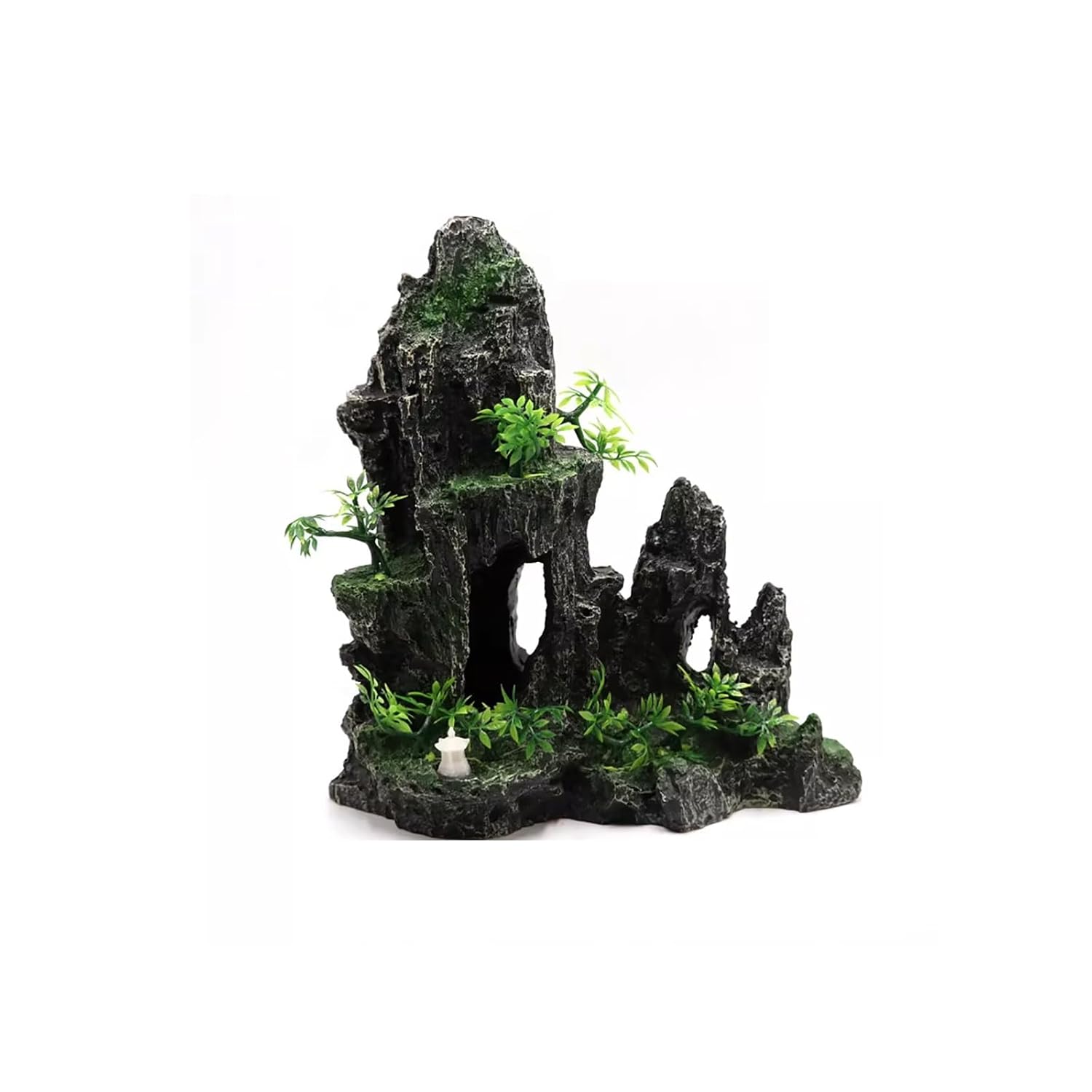 Artificial Moss Rock Cave Aquarium Decor, Large Aquarium Mountain View Stone, Fish Tank Decorations for Small and Medium Aquariums(24cm)