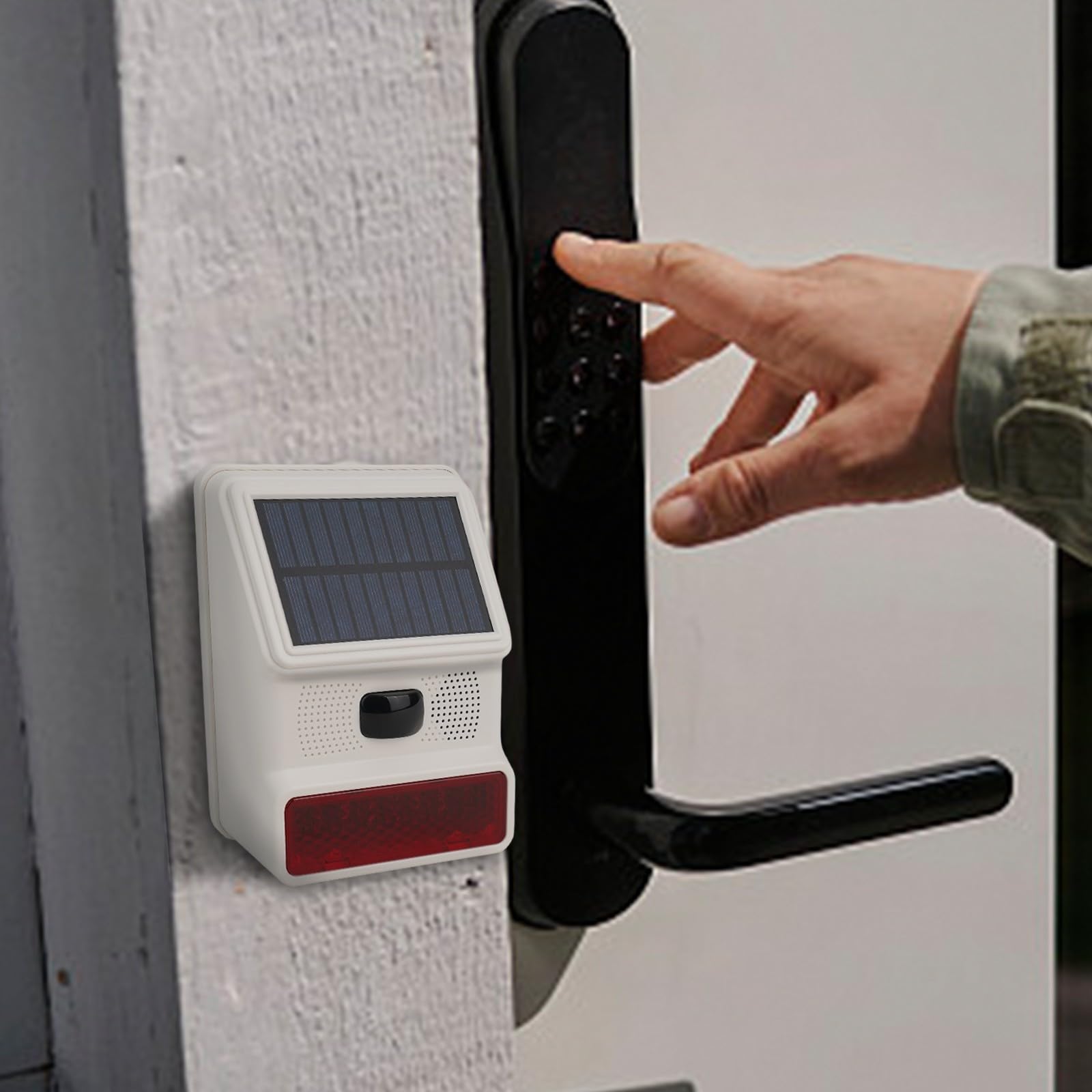 Sirena da esterno wireless a energia solare da 433 MHz, con luce stroboscopica lampeggiante per una maggiore sicurezza domestica, protezione impermeabile e resistente alle intemperie (wireless)
