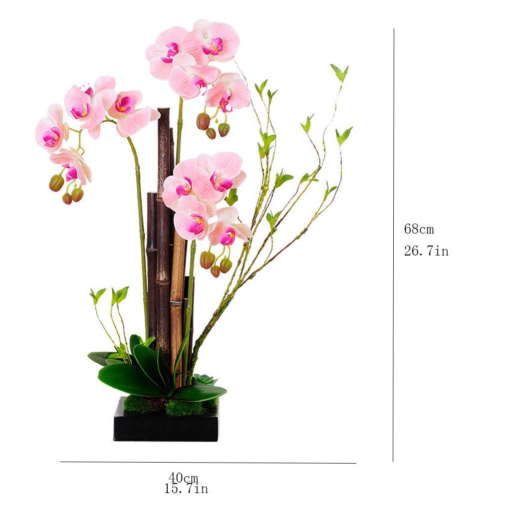 Fiori Artificiali Simulazione Cinese Farfalla Orchidea Set, Composizione Creativa di Fiori Finti di bambù Viola, Fiore Artificiale con Vaso Decorazioni F