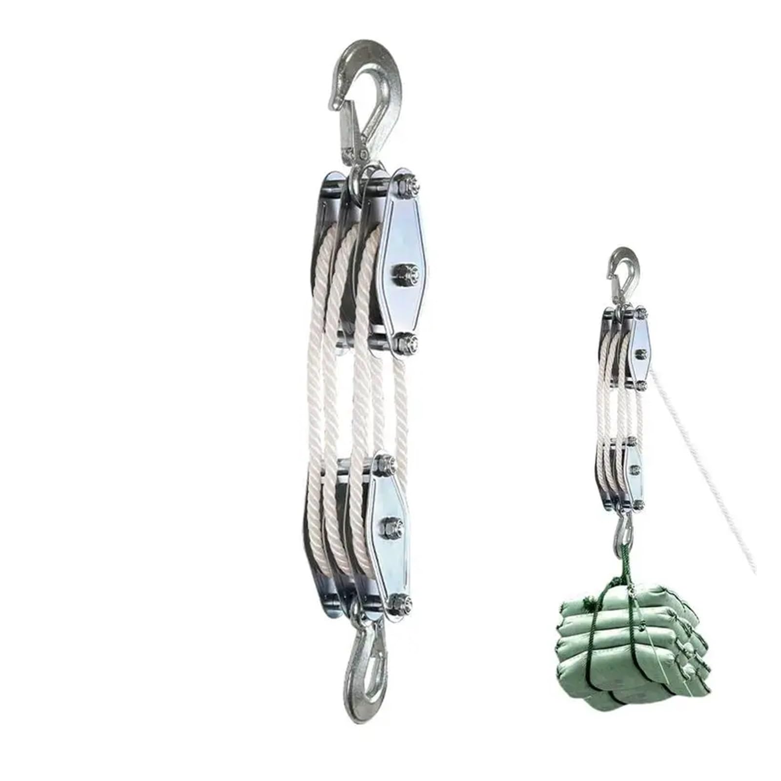 Polea de polea pesada 6:1 de bloque Du y aparejos, potencia de elevación de 2200 libras, sistema de polea de metal multifuncional para C, ideal para uso industrial y de bricolaje