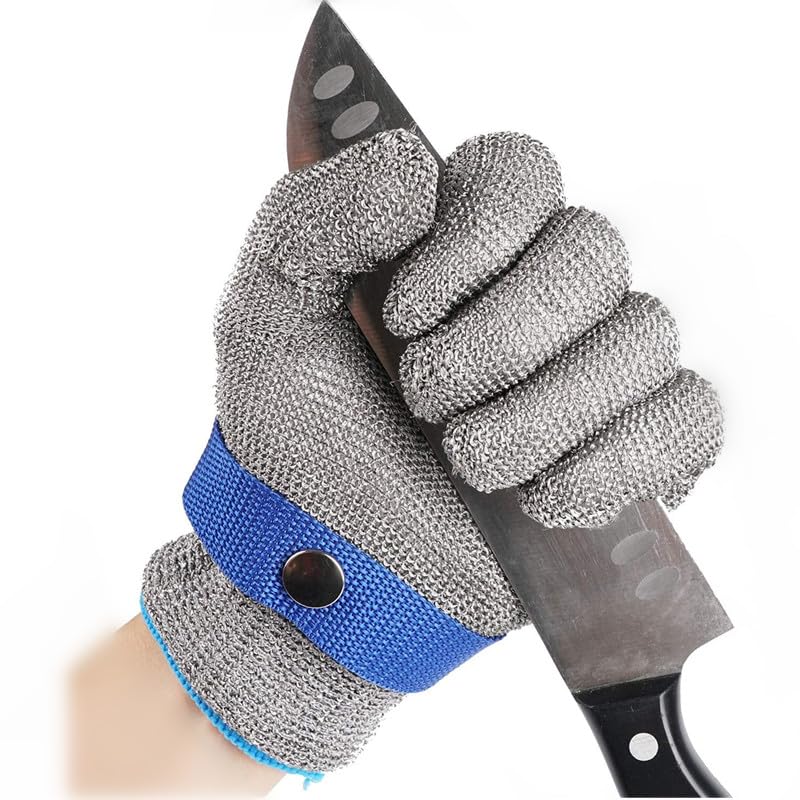 AmzFirst 1 Pack Level 9 Cut Resistant Gloves, Food Grade for Stainless Steel Mesh Metal Glove, Kitchen Cooking Gloves for Women and Men, for Butcher Meat Cutting Oyster Shucking, Size: 11/XX-Large