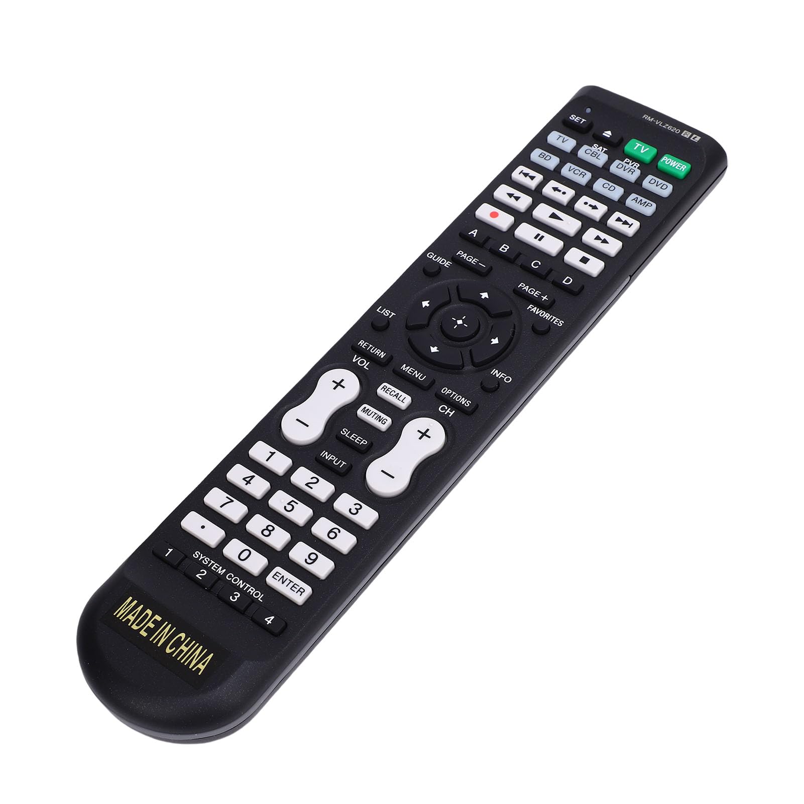 Denash Apprentissage de Remplacement de la Télécommande avec Télécommande DVD, RM VLZ620 Universel, Compatible avec TV, DVR, Magnétoscope, CD, AMP, CBL, BD pour TV DVD DVR VCR CD AMP
