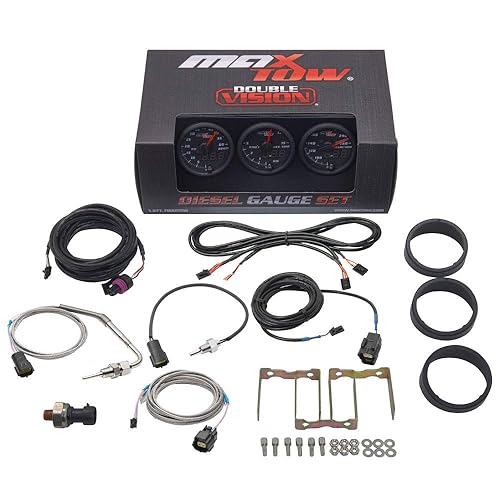 MaxTow Double Vision - Juego de calibradores de camión diésel – 60 PSI Boost – 1500 F pirómetro de escape gas temperatura EGT – Temperatura de