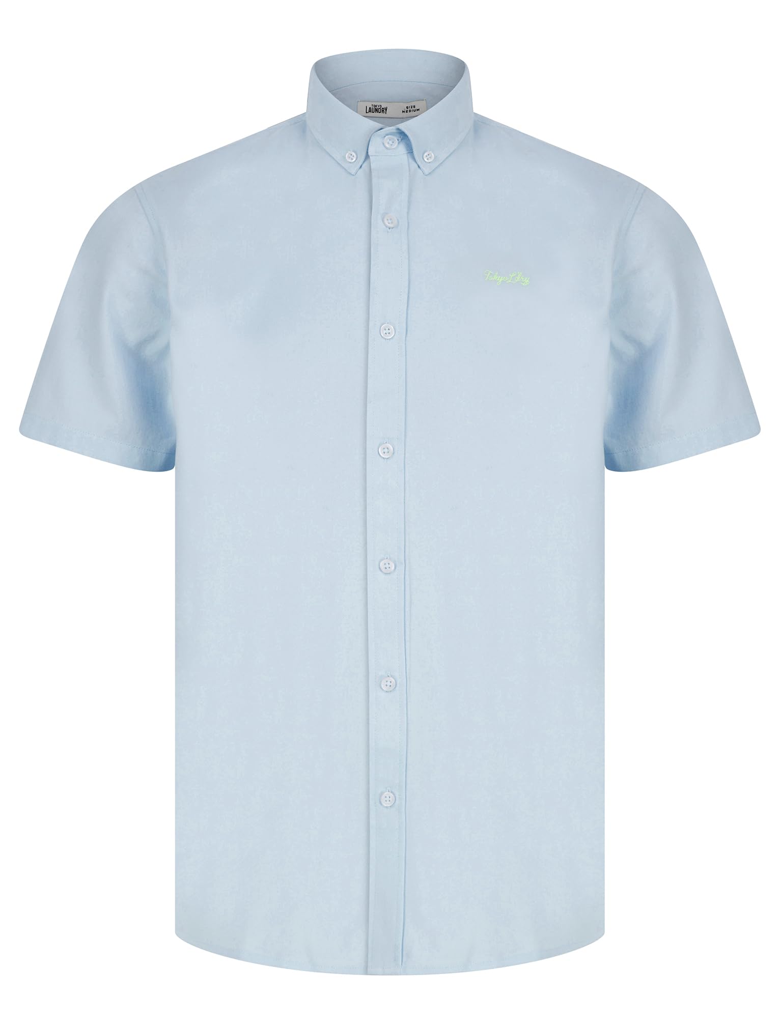 Tokyo Laundry Men's Blue / Green Elbury Short Sleeve Cotton Twill Shirt Blue/Green