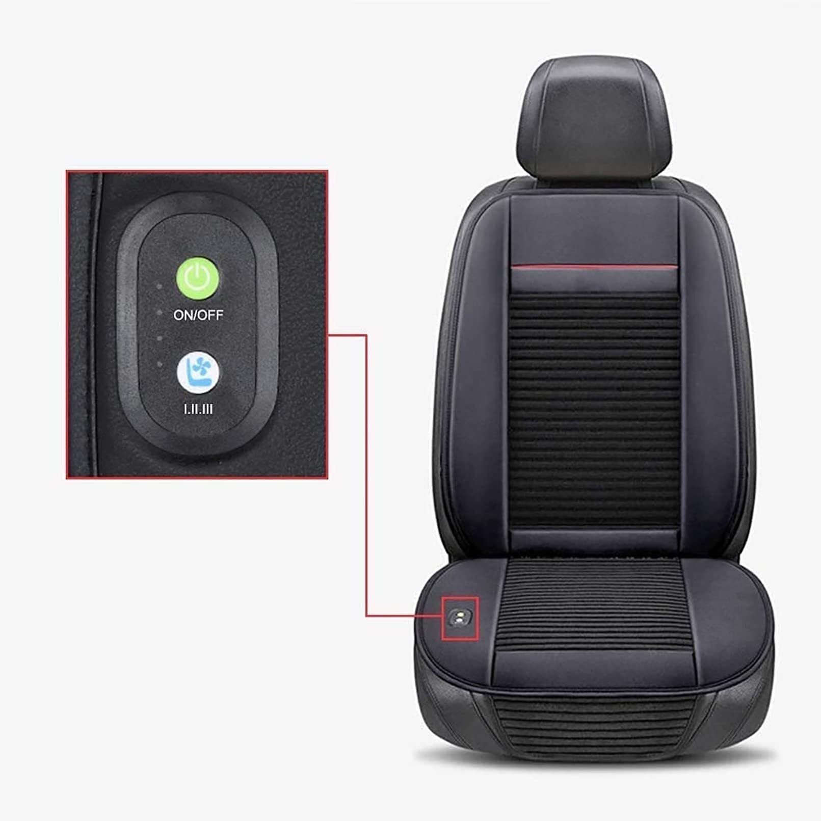 Coprisedile per auto con ventola da 12 V, sedile ventilato in pelle e seta ghiacciata, traspirante e fresco per l'estate, universale, 4 stagioni, ideale per viaggi caldi