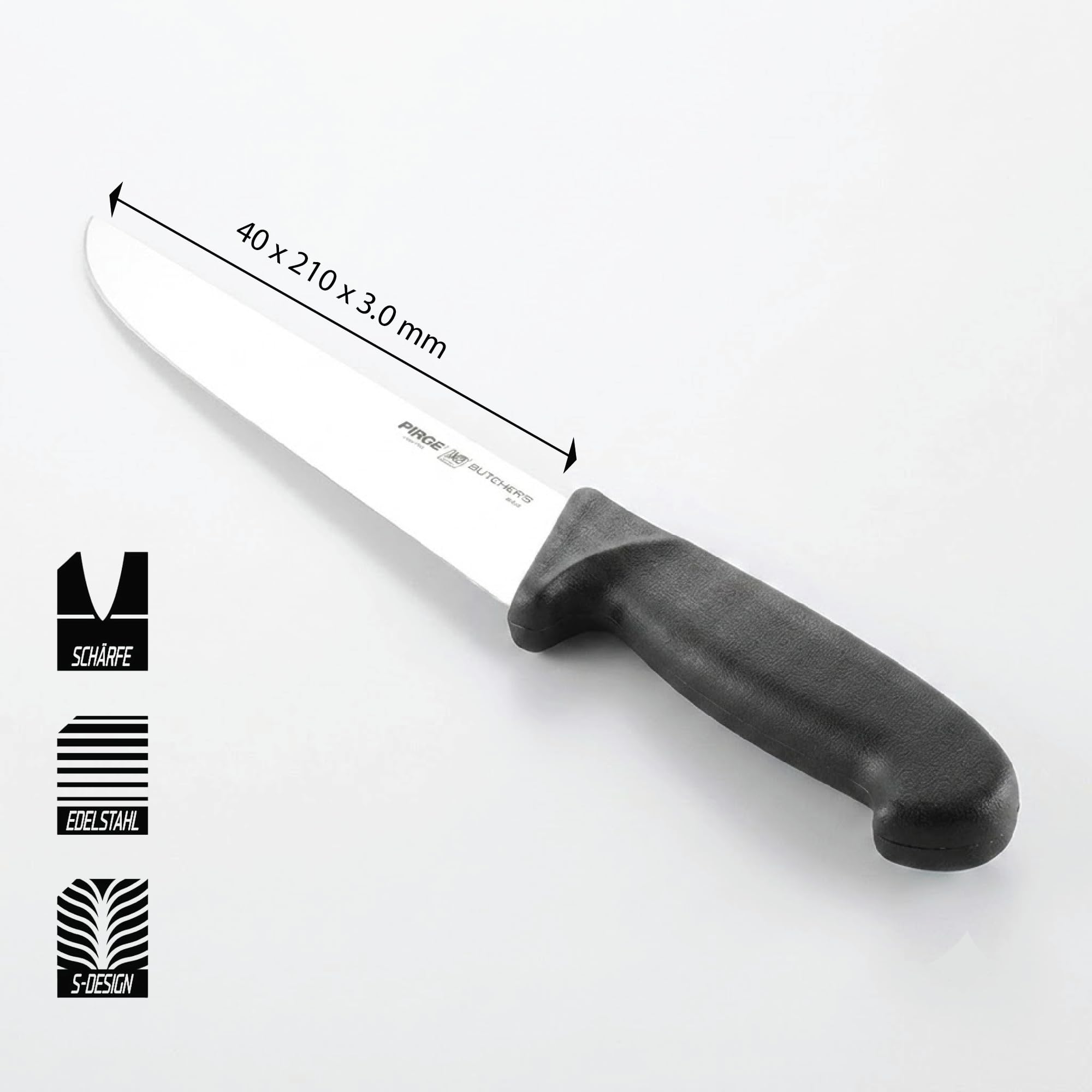 Pirge BUTCHER'S MIG Metzgermesser I Scharfes Fleischmesser aus Edelstahl I Profi Küchenmesser mit Ergonomischem Griff I Universalmesser für Fleisch, Gemüse und Lebensmittel I Kochmesser für Küche