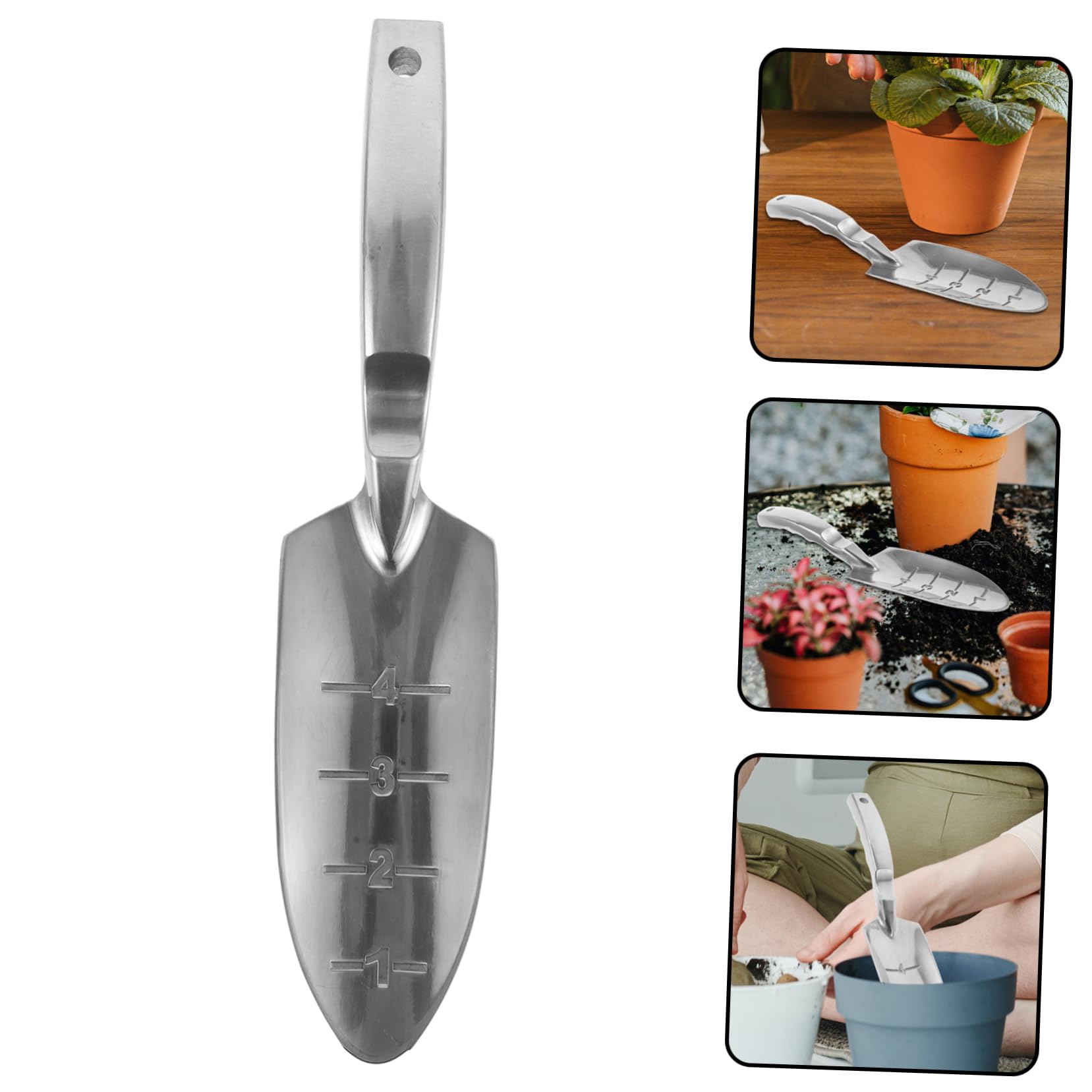 BESPORTBLE 5 Pièces Gardening Digging Phel Tools Bêche De Jardin Pelle De Rempotage Lourd Usine Aménagement Paysager Pelle De Plantation De Jardin Alliage D'aluminium Silver