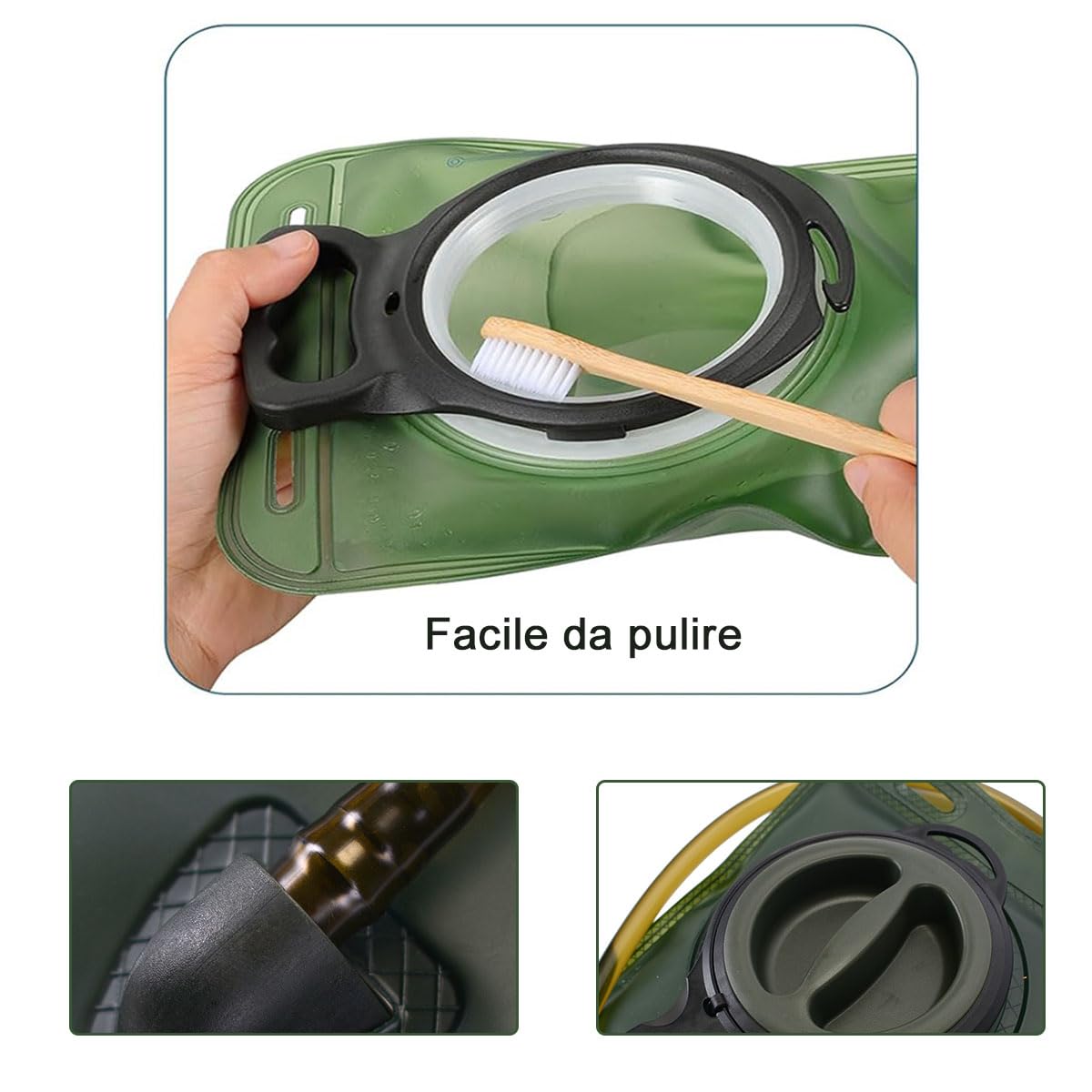 Sacca Idrica, 2L Sacca idratazione Portatile, con Tubo per Bere per Ciclismo Arrampicata Corsa Escursionismo All'aperto,Blu, Nero, Verde
