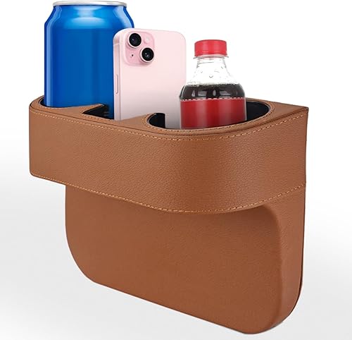 Miniatura 10 de Soporte para tazas de coche, organizador de asiento delantero automático, portavasos multifuncional con cubierta de piel sintética, caja de