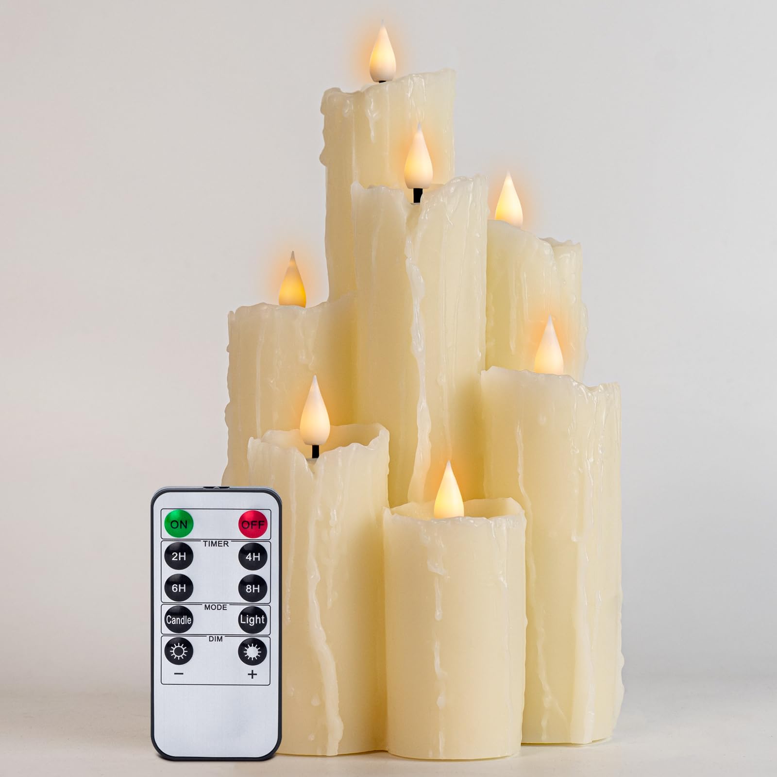 Candele a LED senza fiamma con funzione timer telecomando, candele a batteria, candele a LED avorio, design unico senza fiamma, vera cera