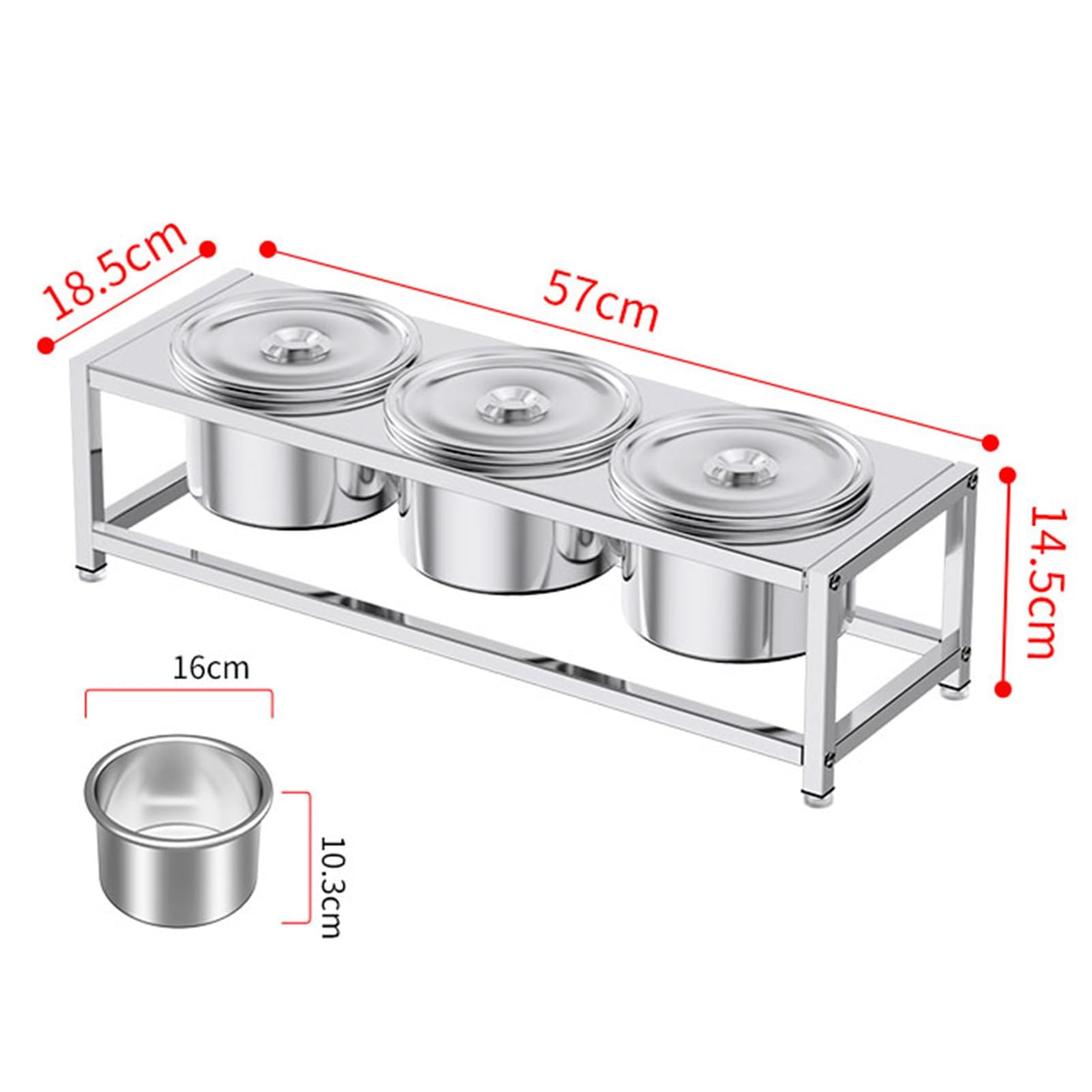 Juego de especias comercial, estantes de acero inoxidable para condimentos con sartenes y tapas, dispensador de especias para condimentos, ensalada, mermelada, ingredientes, recipiente de alimentos