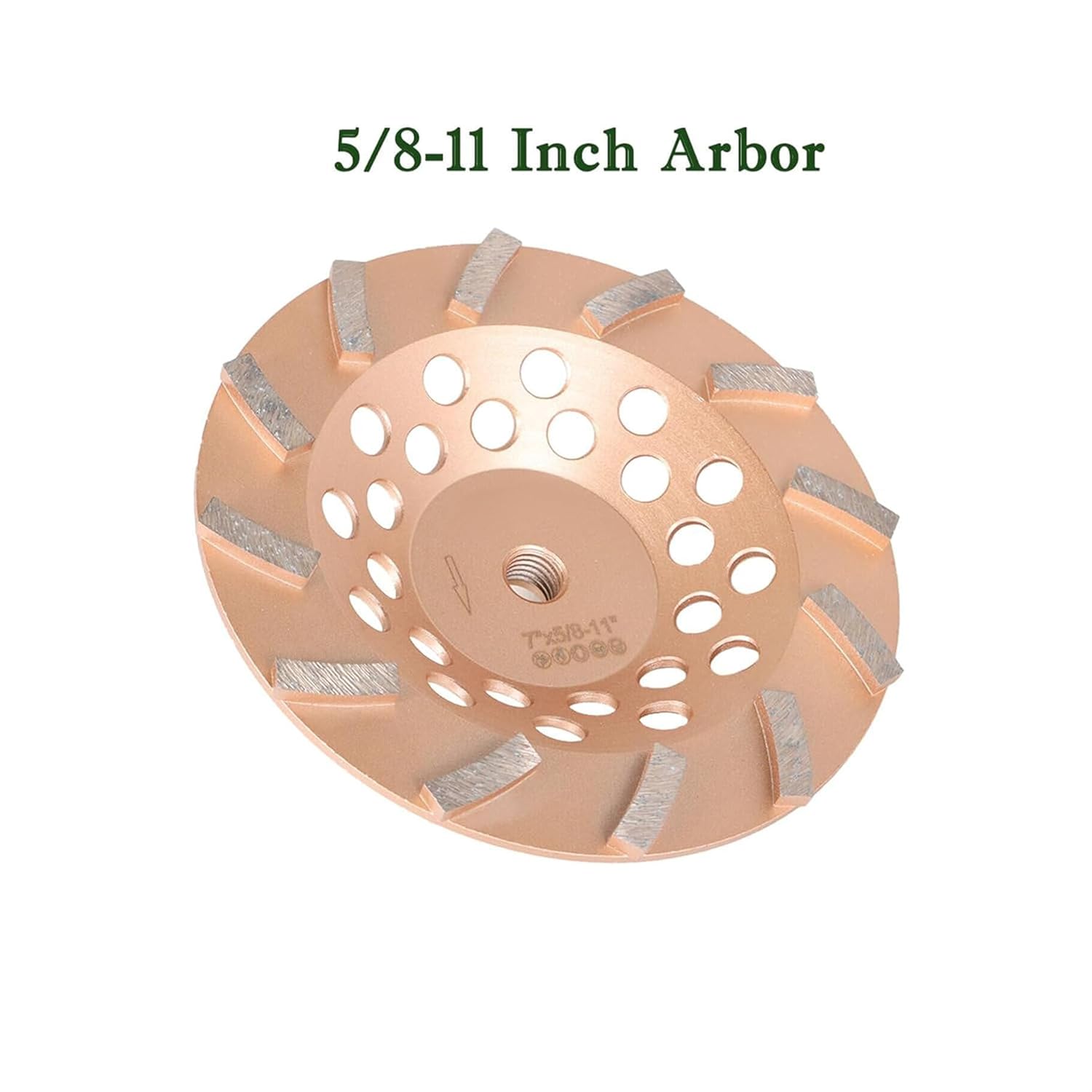 7 Inch Diamond Cup Grinding Wheel, 12 Turbo Segments with 5/8-11 Inch Arbor Fit for Grinder Polishing and Cleaning Marble Masonry Concrete