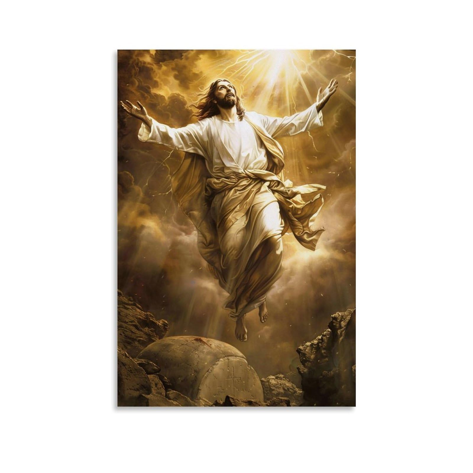 JUWRHRHHRH Jesus Resurrection Ascension 03 Poster Canvas Aesthetic Wall Art Painting Decor for Living Room Bed Room 20x30inch Unframe-style