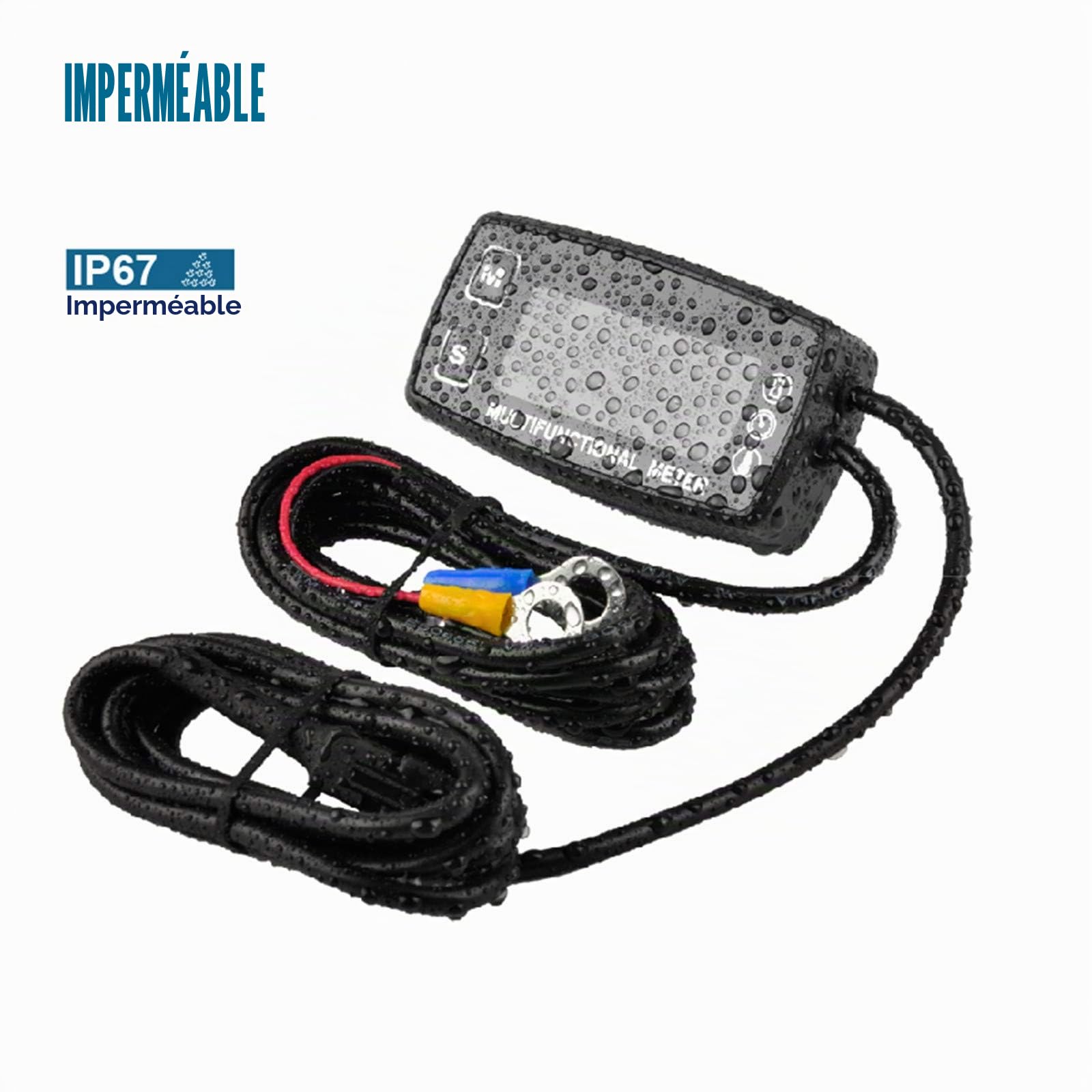 Runleader Compteur horaire LED numérique,affichage du régime et de la température,rappel de maintenance,fonctionnement à alimentation externe pour compresseur marin tondeuse-générateur