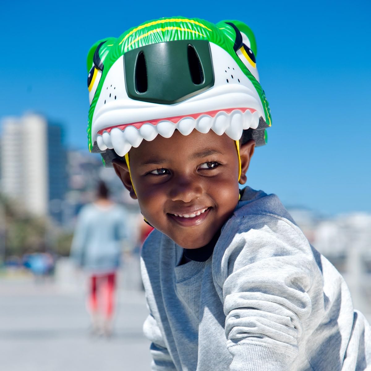 Crazy Safety Kinder Fahrradhelm (2-12 Jahre) – Bunter 3D Tierhelm mit LED-Rücklicht – Leichter In-Mold Schutzhelm für Fahrrad, Roller, Skateboard & Inlineskates