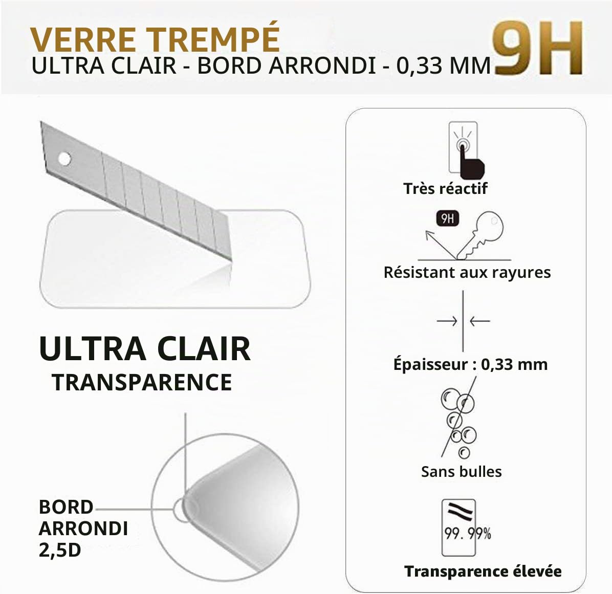 NEW'C Lot de 2, Verre Trempé pour iPhone 8, iPhone 7 (4,7 Pouces), Film Protection écran -sans Bulles d'air -Ultra Résistant (0,33mm HD Ultra Transparent) Dureté 9H Glass