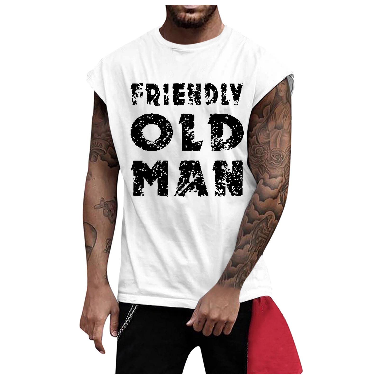 Tops for Men, Round Neck Letter Print T-Shirt Sports Gym Muscle Slim Top Street Fashion Tee Blouse for Men