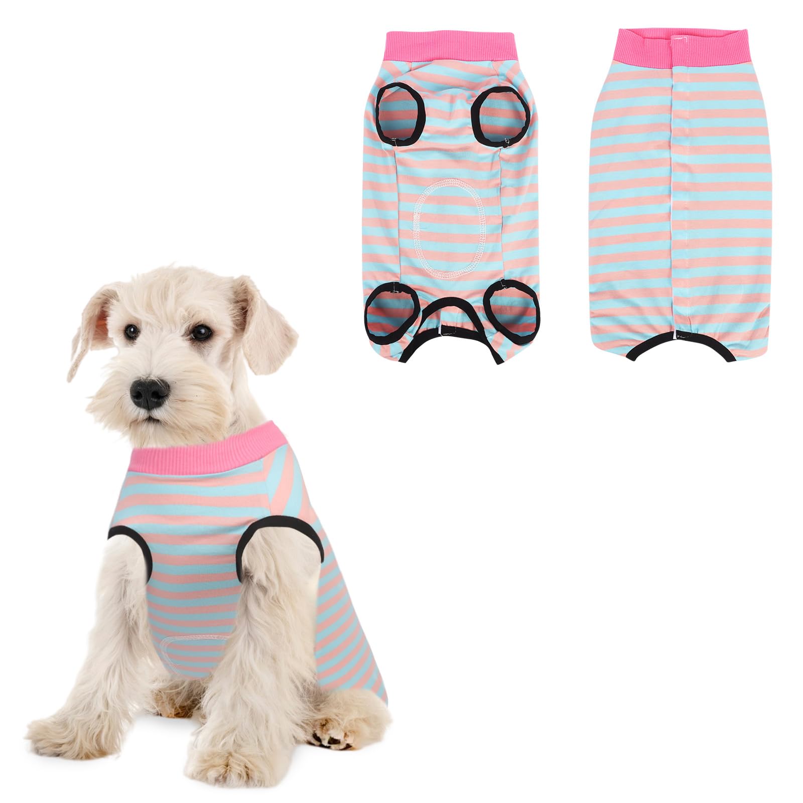 Dog Recovery Suit Striped Shirt, Soft Sleeveless Dog Bodysuit After Surgery Onesie, Prevent Licking, E-Collar Replacement