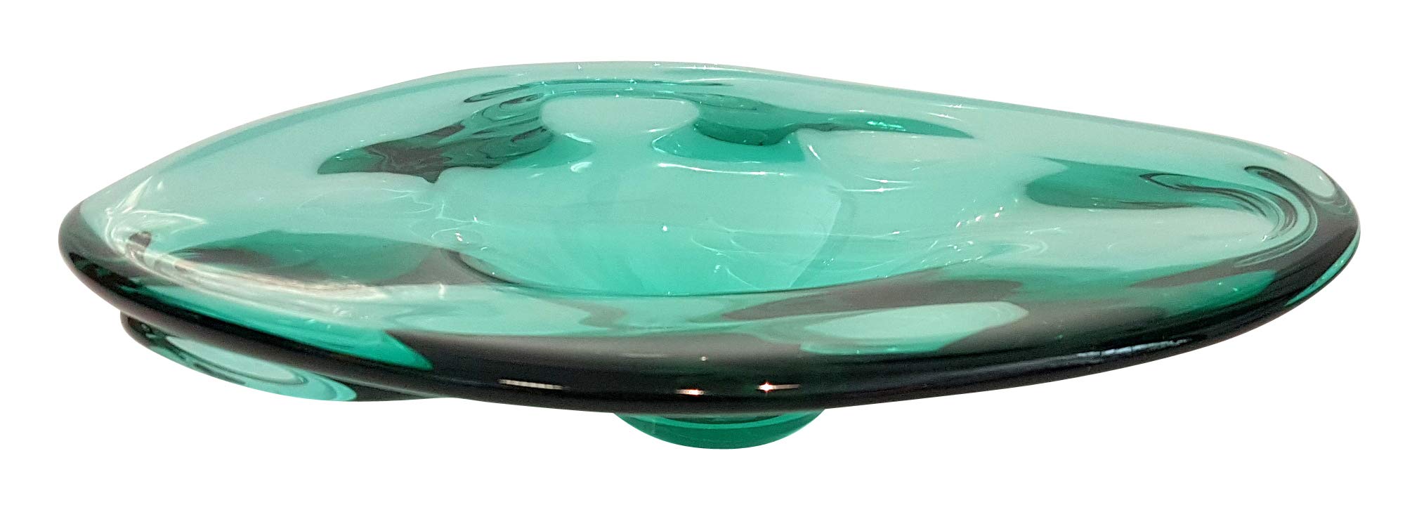 Oberstdorfer Glashütte Grosse Schale grün transparent Dekoschale Kerzenschale moderne Glas Schale mundgeblasen in transparentem grün Durchmesser ca. 32 cm Höhe ca. 7 cm