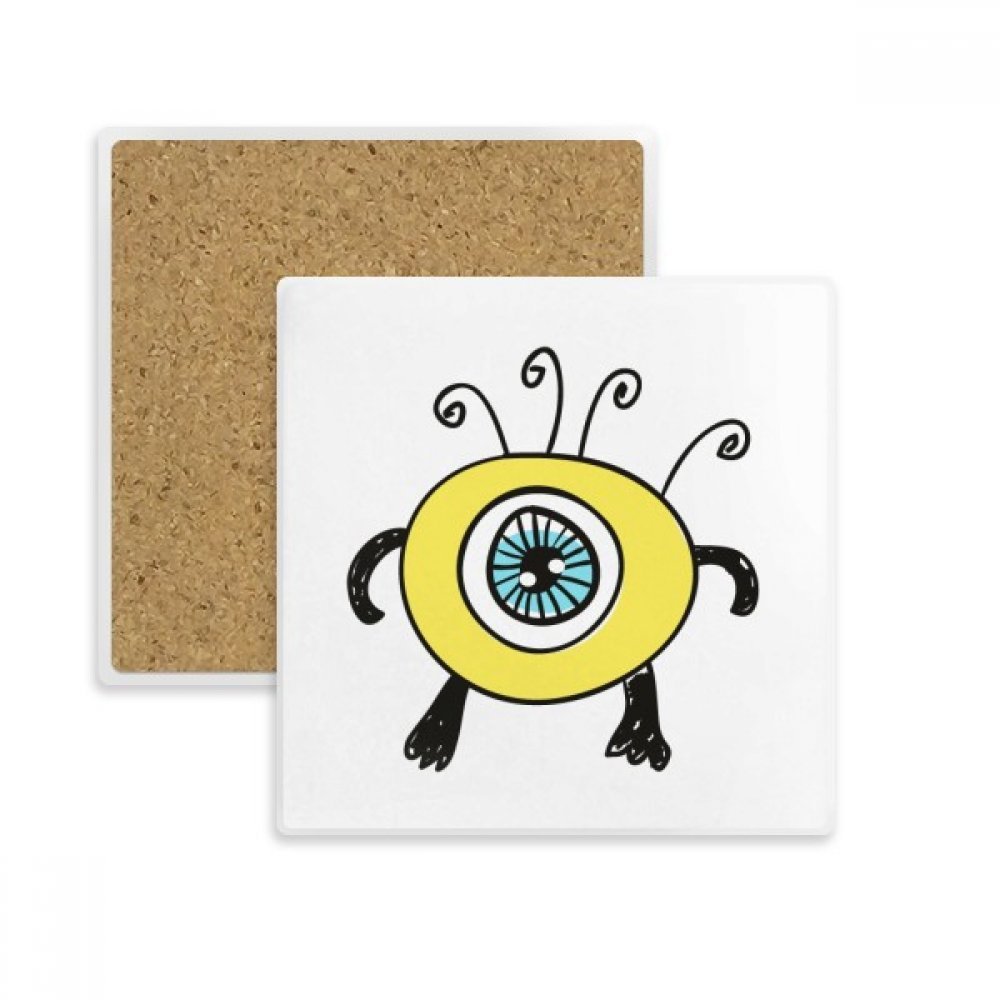 Porte-tasse en pierre absorbante Univers et Alien Jaune Cyclope premium