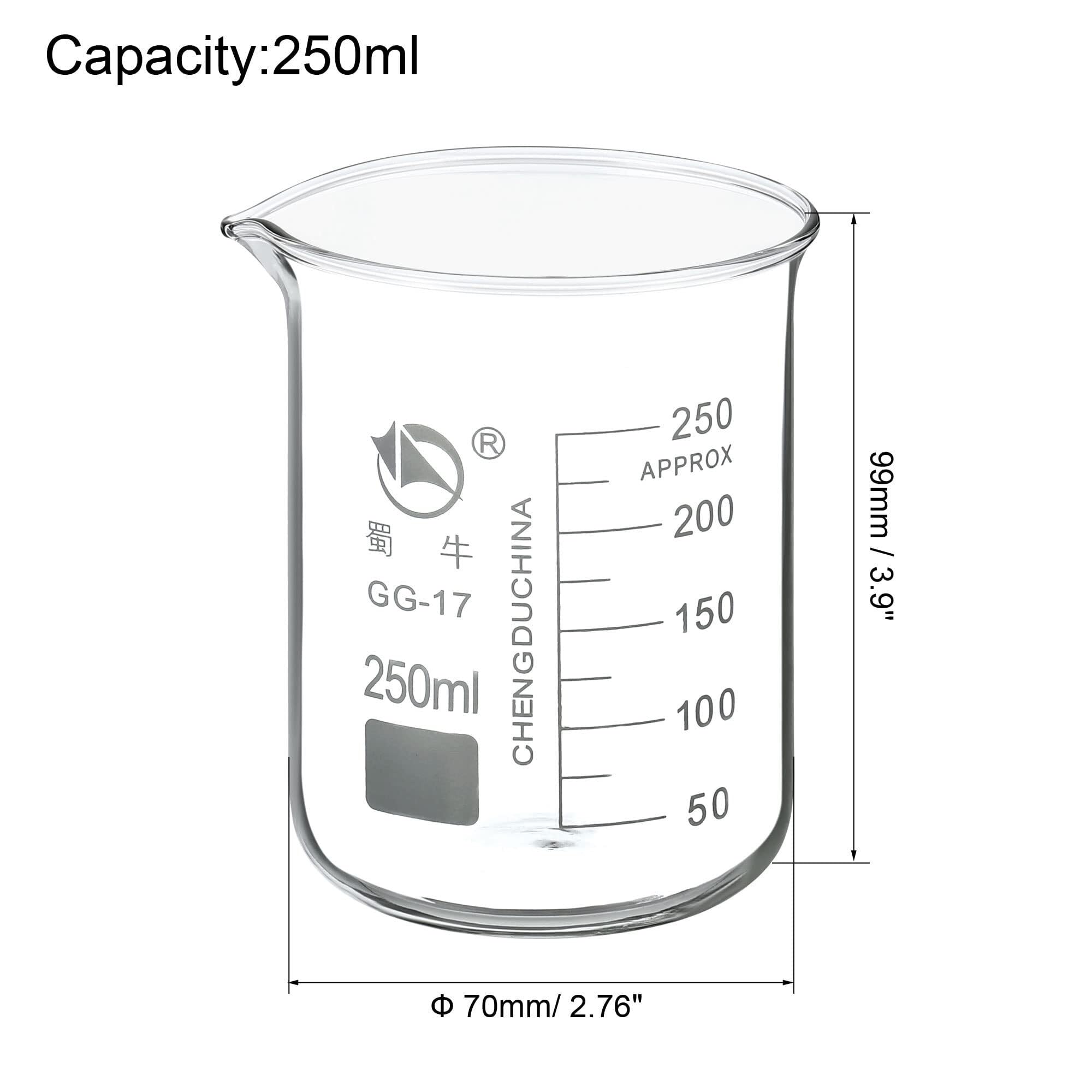 Vaso de Precipitados de Vidrio Borosilicato 1000ml - Resistente al Calor, Escala Graduada con Pico para Laboratorio y Cocina(250ml)