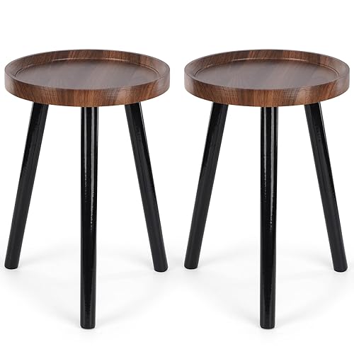 Indoor plant stand, walnut-colored medieval-style wooden plant table, tall planter