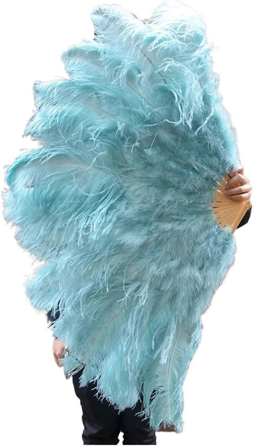 100CM/130CM Ostrich Feather Fan13 Bone Handheld Fan for Wedding Dance Stage Performance Accessories(28,100CM 2PCS)