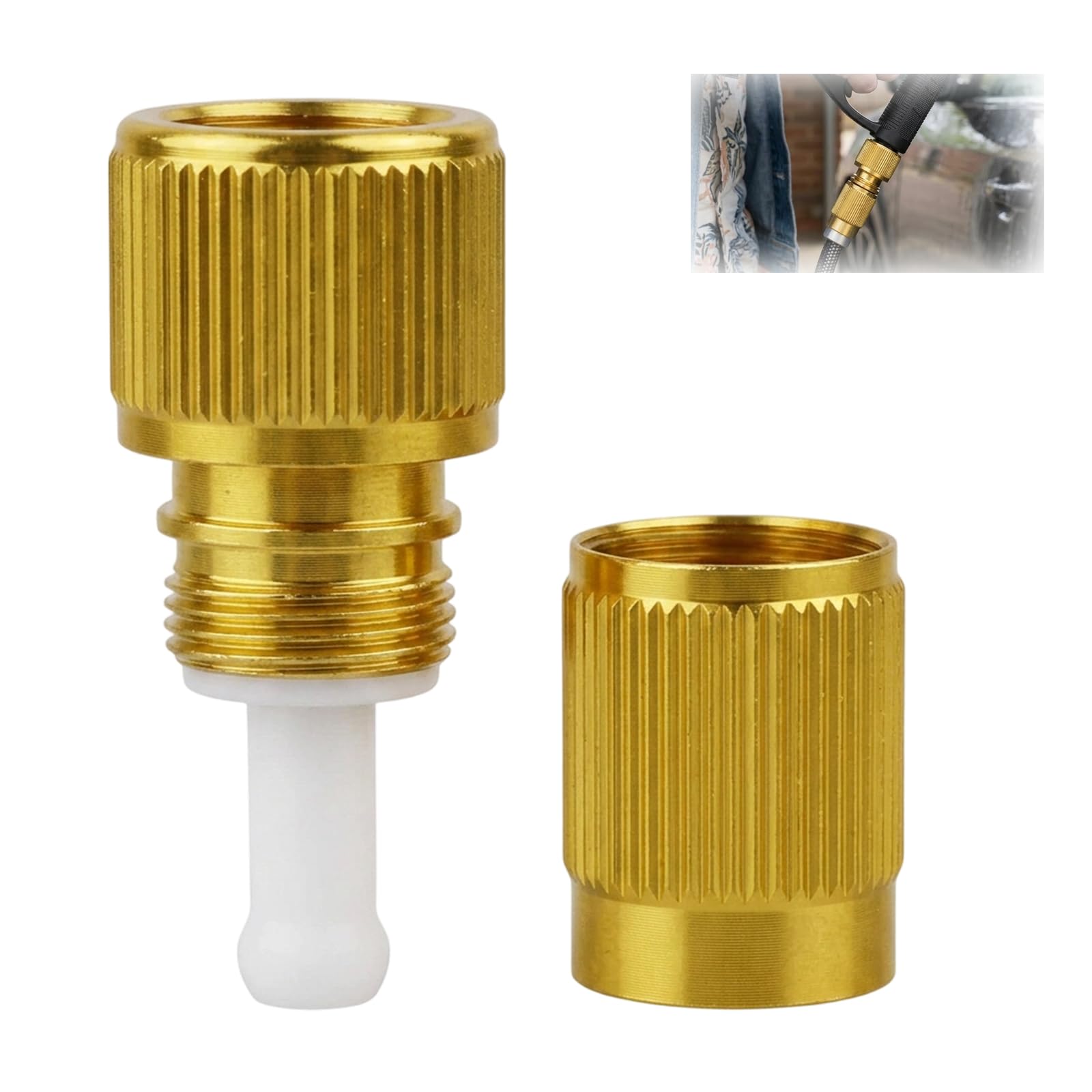 2Pcs Brass Expandable Hose Repair Kit, Brass Hose Fittings for Garden Irrigation Systems and Car Washing Equipment, for Three Quarter Inch Hoses, Durable Brass Hose Connectors for Outdoor Maintenance