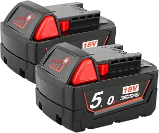 AOYAN 2Pack M18 18V Battery 5.0Ah Replacement Battery Compatible with Milwaukee M18B9 48-11-1890 48-11-1850 48-11-1820 48-11-1828 48-11-10 XC Cordless Tools Battery