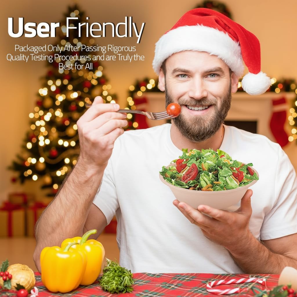 Disposable Paper Bowls, 32 Oz [50 Pack] Large Bowl-100% Compostable, Biodegradable, Eco-friendly - Convenient for Daily Use for Salad, Hot Soup, and Pasta