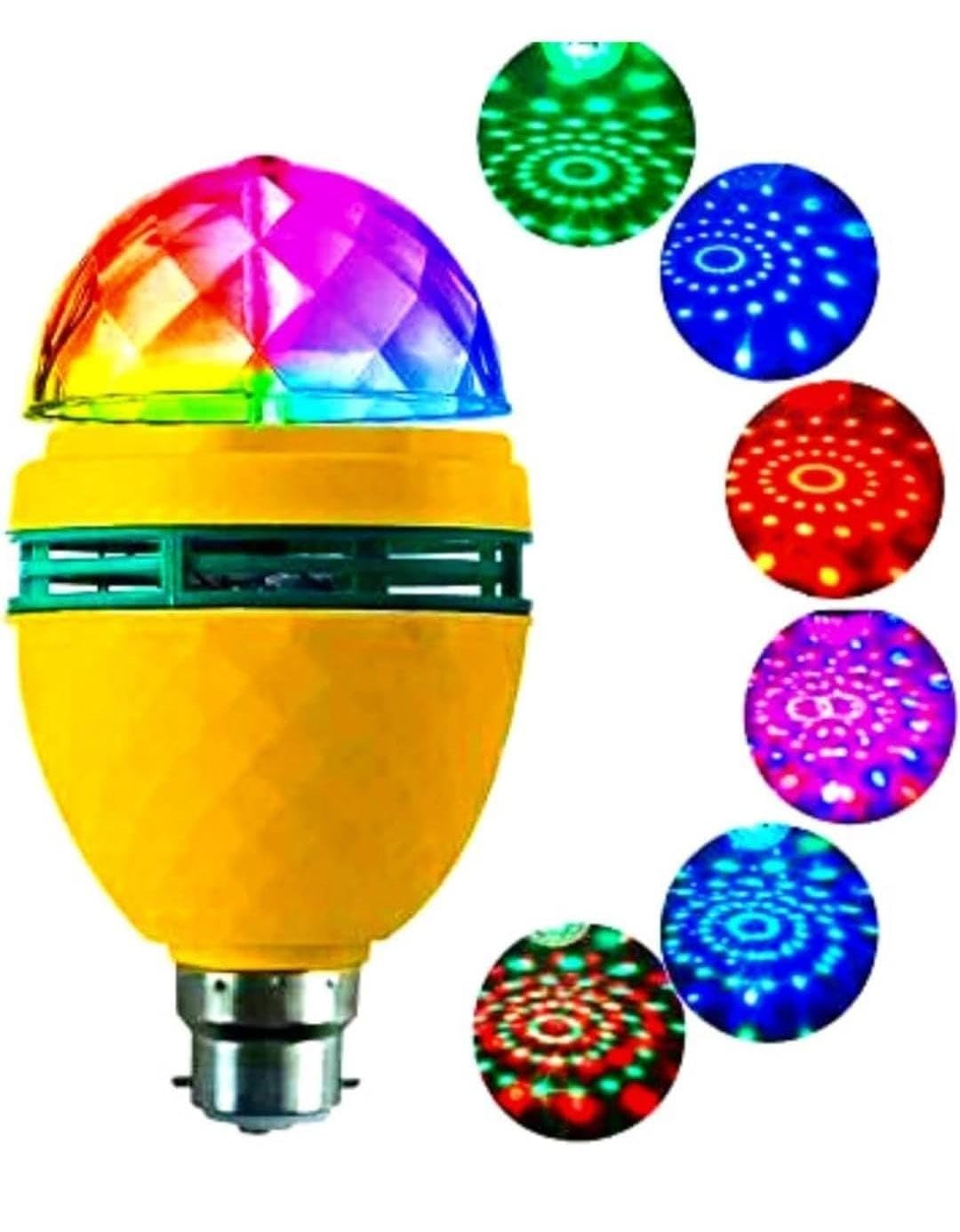 Toys Tycoon 360° Rotating LED Crystal Bulb | Magic Disco Light for Party, DJ, Stage, Home & Diwali Decoration | Colorful LED Rotating Lamp (Pack of 1)