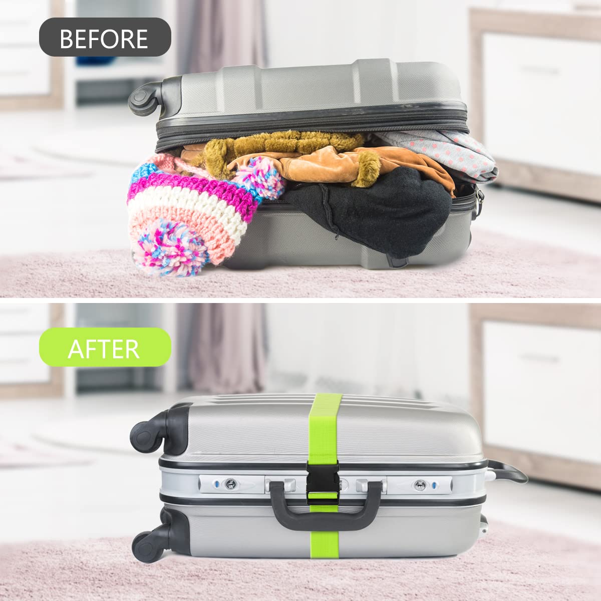 Koffer draagriem, verstelbare kofferriem, kofferriem, zeer elastische draagriemtas, draagbare kofferaccessoires, bagage-bungee voor tas, bagage, reistas, met TSA-goedkeuring