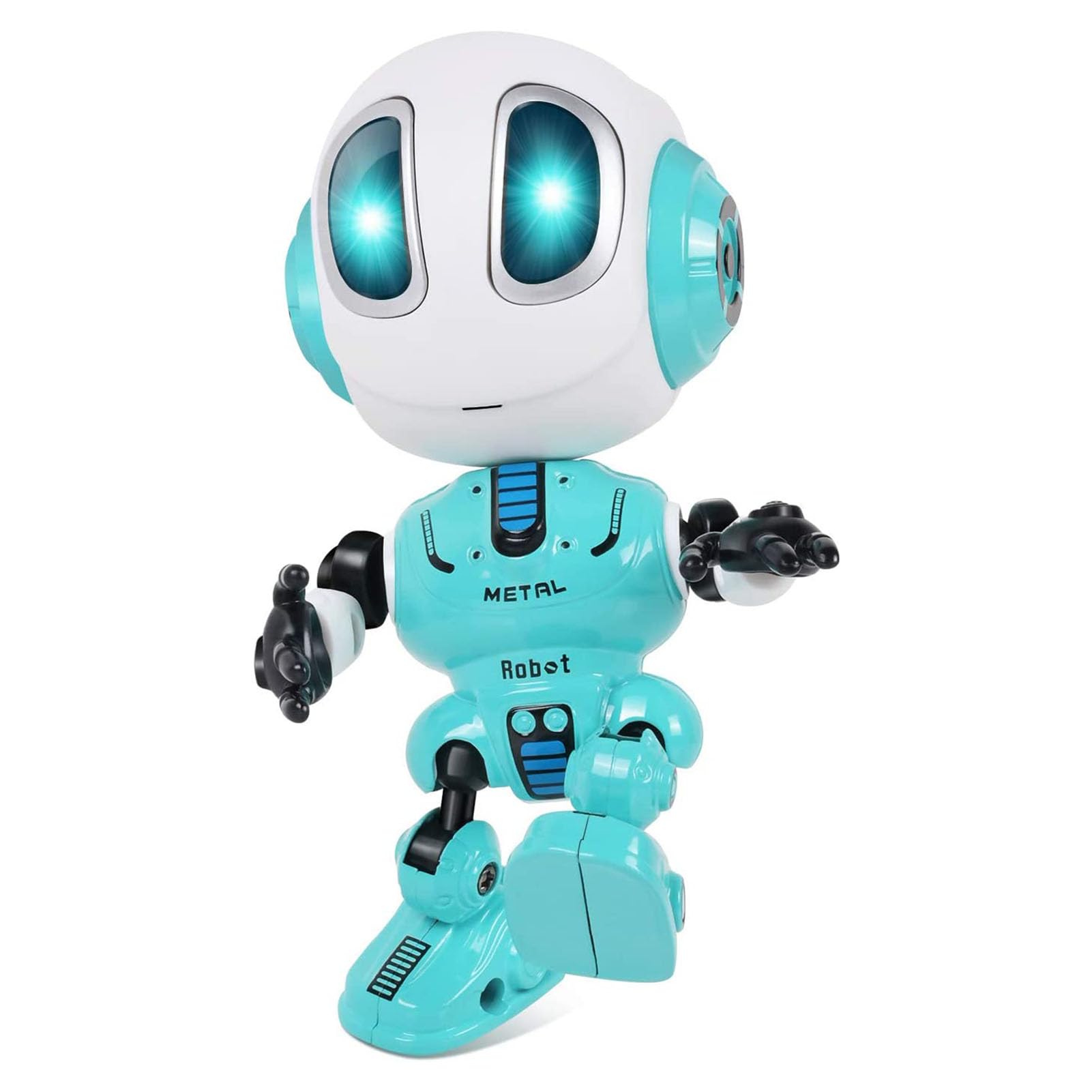 Happy Hues Talking Robot Toy for Kids – Mini Robot That Repeats Your Words - Flashing Eyes- Moveable Joints- Robot Toy for Kids-Blue