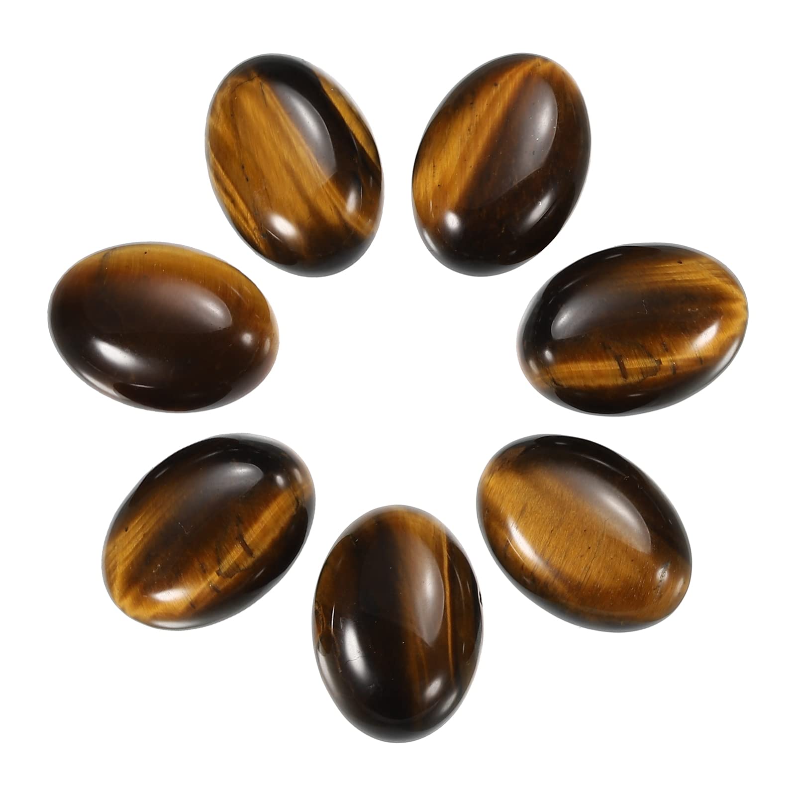 sourcing map Flat Oval Stone,Oval Cabochons Stones 18mm x 13mm Natural Stone Cabochons for Jewelry Making DIY Photo Frame Home Decor (Pack of 7, Brown)