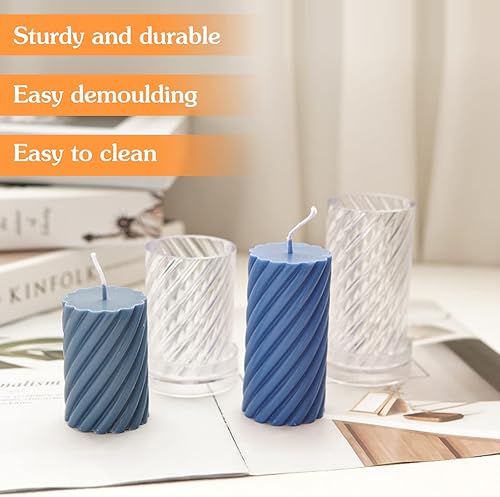 Miniatura 4 de Paquete de 2 moldes de vela en forma de espiral, moldes de cuerpo de vela para hacer velas, molde de vela de plástico transparente, molde de vela de