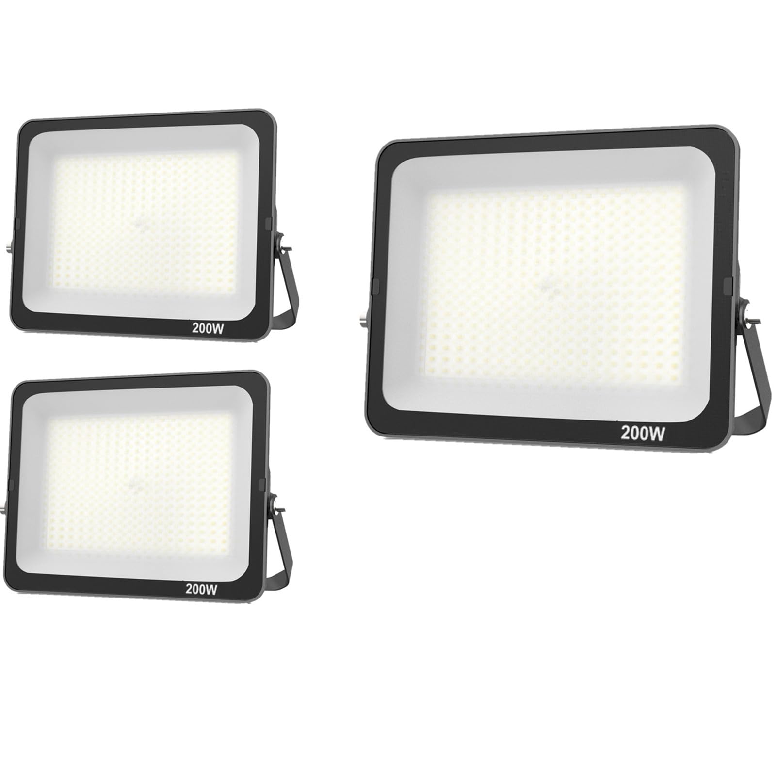 JBdusn 200W LED Floodlight Outdoor 3pcs, LED Security Lights 6500K Daylight, IP66 Waterproof Super Bright LED Spot Lights with Wove Glass for Garden, Yard, Garages, Warehouse, Patio, Billboard