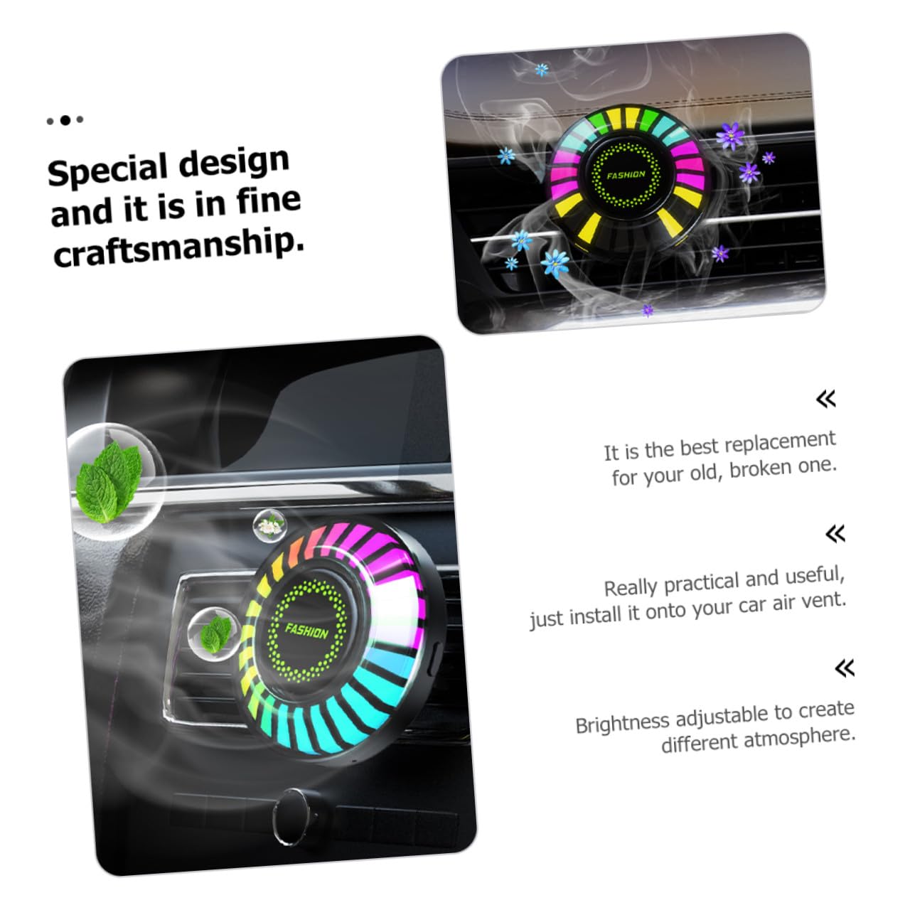 MAGICLULU 4 Pezzi Diffusore Aria per Auto con LED Rgb Decorativa Modalità Illuminazione Regolabili Facile da Installare Accessorio per Auto per Amici e Famiglia