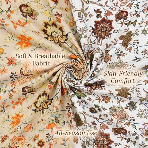 Image of Mafatlal 144 TC Saanjh Cotton Single Bed Sheets Set of 2 (90 x 60 Inches) | Smooth Finish, Breathable & Long Lasting | Brown N Beige