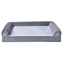 Amazon Basics Lettino per Cane e Animali Domestici, Simile a Un divanetto, in Schiuma, con Fodera Rimovibile, Adatto per Il Soggiorno, Grigio, 76 x 51 x 16 cm (L x W x H)