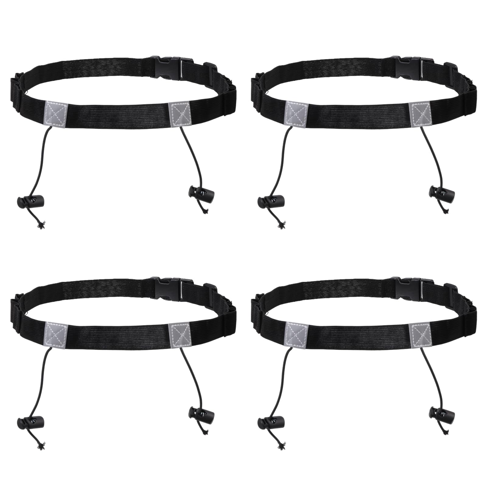 CHGCRAFT 4 pcs Triathlon Running Belt Number Belt Adjustable Polyester Stay Belt Running Bib Holder for Marathons and Racing, Black, 33.07x 5.71x 0.45inch