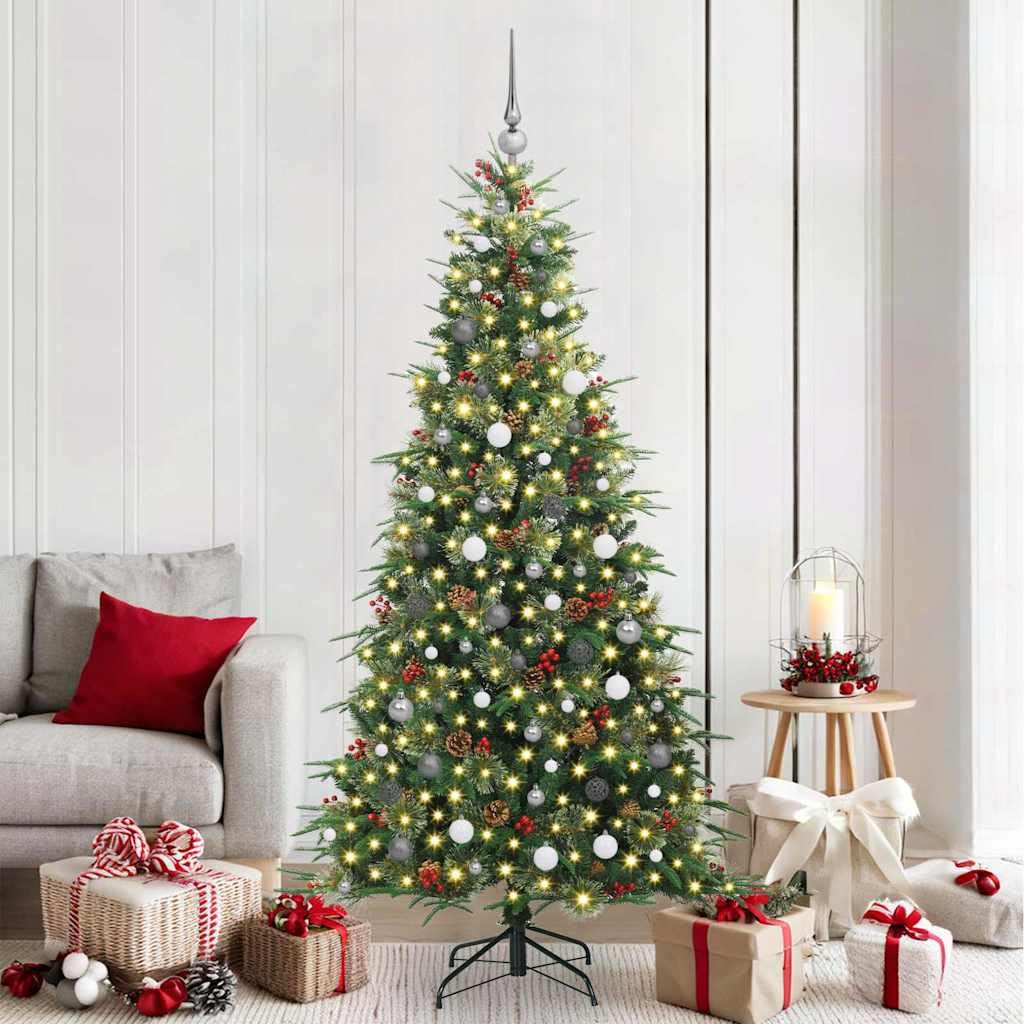 Árbol de Navidad artificial verde de 210 cm con ramas articuladas para decoración del hogar