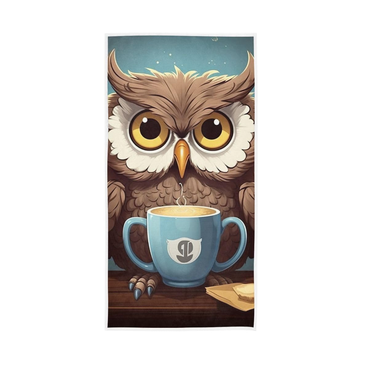 LSRCPD Cute Owl and Coffee Hand Towels, Bath Hand Towel 15 x 30 Inches, Shower Towels